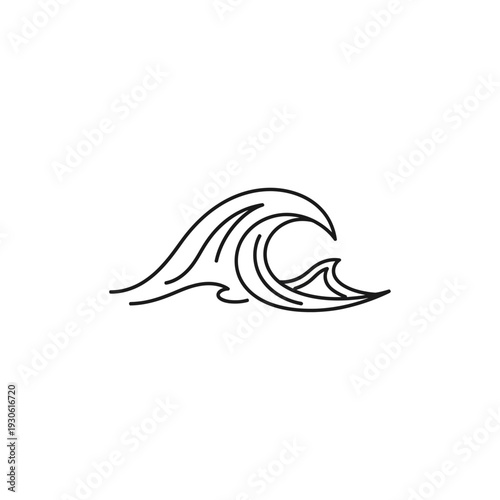 Minimalist Line Art of Ocean Wave for Nature and Sea-Themed Designs