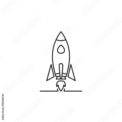 Minimalist Line Drawing of a Rocket Launch for Space Exploration Concepts
