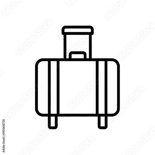 Minimalist Line Drawing of a Rolling Suitcase for Travel and Luggage Concepts