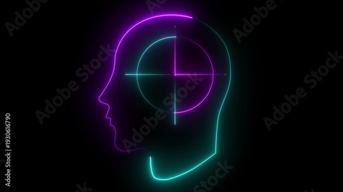 Neon Headhunting icon animation for human resource concept.