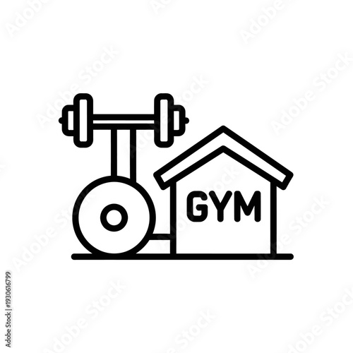 Minimalist Gym Icon with Dumbbell and Fitness Center Illustration