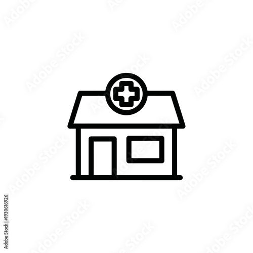 Minimalist Healthcare Clinic Icon Representing Medical Facility and Health Services