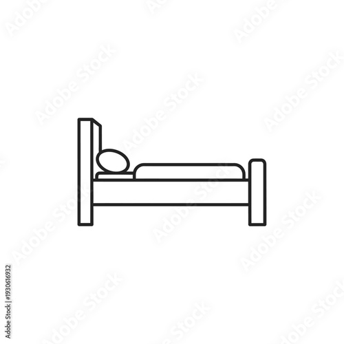 Minimalist Line Drawing of a Single Bed in Modern Bedroom Interior