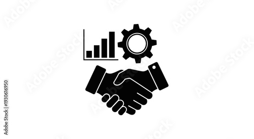 Business partnership and gear with growth chart