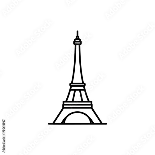 Minimalist Line Art of the Eiffel Tower Illustration for Travel and Tourism Design