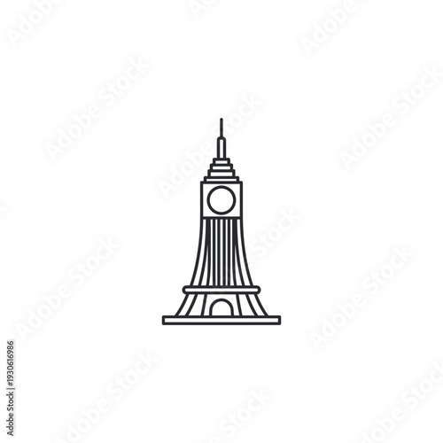 Minimalist Line Drawing of a Skyscraper with Tower Architecture Illustration