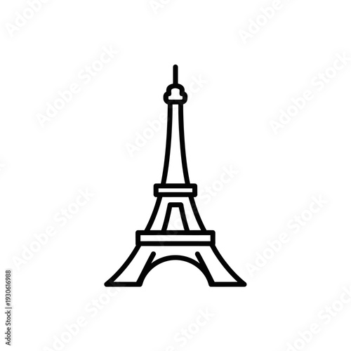 Minimalist Line Art of the Eiffel Tower Symbolizing Paris Landmarks and Cityscape