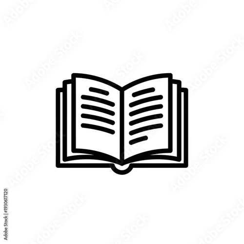 Open Book Illustration with Text Lines, Symbolic Reading and Knowledge Concept