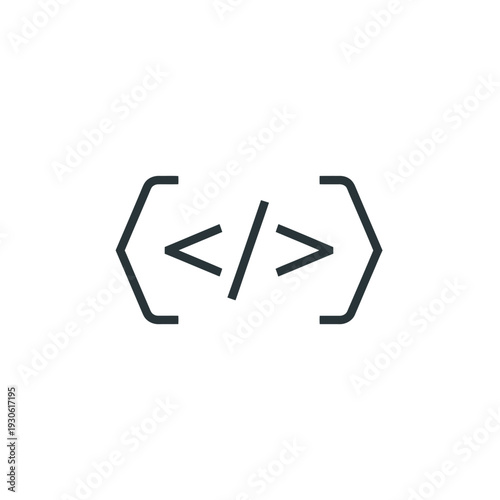 Modern Coding Icon Symbol Representing Software Development and Technology