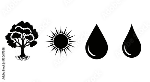 Eco friendly symbols for sustainable living and conservation