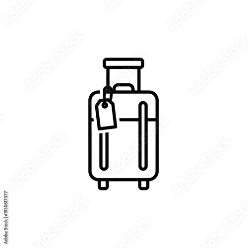 Minimalist Line Drawing of a Suitcase with a Travel Tag for Travel and Adventure Themes