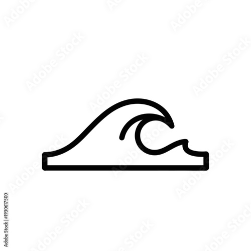 Minimalist Line Drawing of a Surfing Wave in Black on White Background