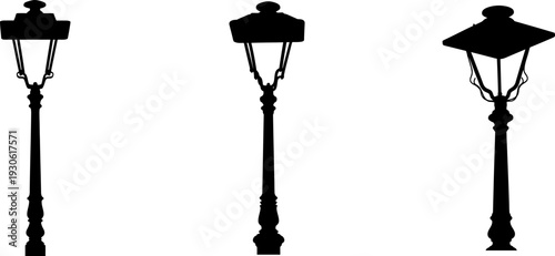 Three different street lamp silhouettes