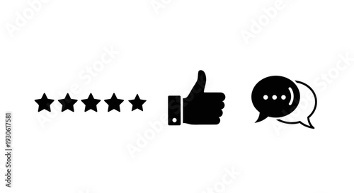 Excellent rating and positive feedback icons for business review