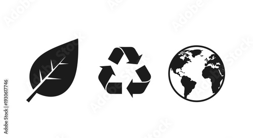 Eco friendly symbols for sustainable living and conservation
