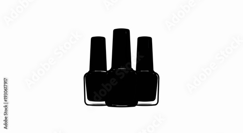 Three black nail polish bottles grouped closely together on a white background