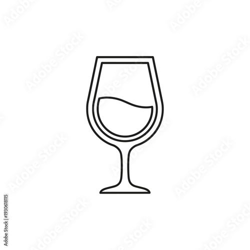 Minimalist Line Drawing of a Wine Glass Filled with Liquid for Elegant Beverage Presentation