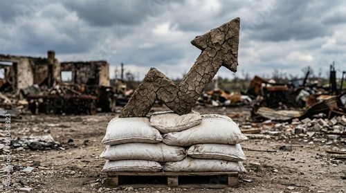 Fertilizer Cost Upward Trend Graph In Blurred Abandoned Farm