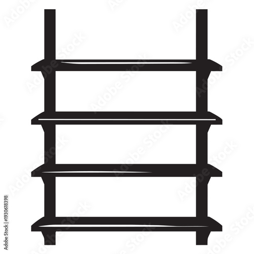 wooden shelves on white background