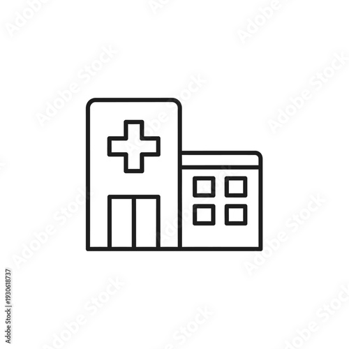 Modern Hospital Building Illustration Highlighting Healthcare Facilities and Medical Services