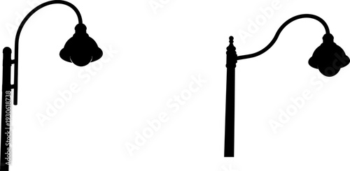 Black and white illustration of two street lamps