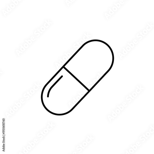 Minimalist Medicine Capsule Icon for Healthcare and Pharmaceutical Concepts