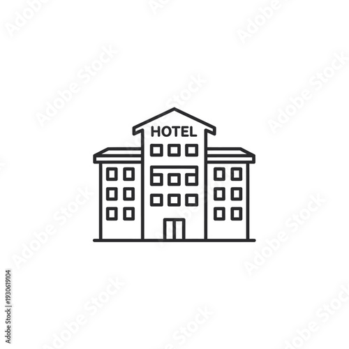 Modern Hotel Building Exterior with Multiple Windows and Entrance