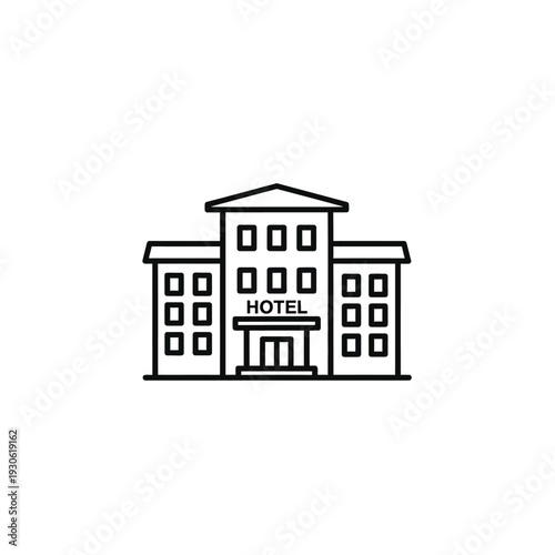 Modern Hotel Building Facade with Multiple Windows and Entrance