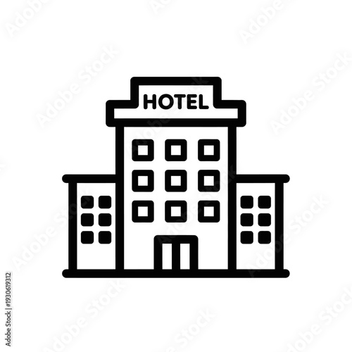 Modern Hotel Building Illustration for Hospitality Industry Use
