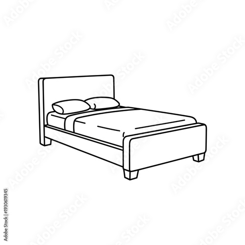 Minimalist Modern Bed Frame with Headboard and Bedding for Bedroom Decor