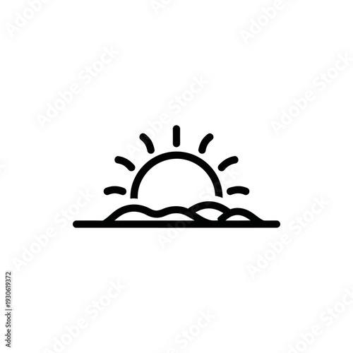 Minimalist Sunrise Illustration with Sun Rising Over Horizon