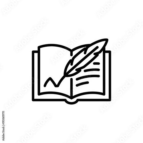 Open Book with Quill Pen for Writing and Note Taking in Study Environment