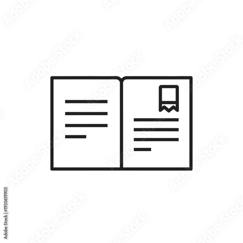Minimalist Open Book Icon Illustration for Reading and Education Concept