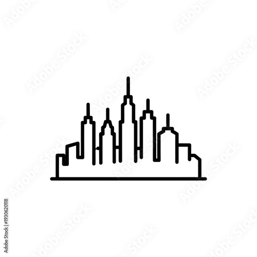 Minimalist Line Drawing of Modern City Skyline for Urban Architecture Concepts