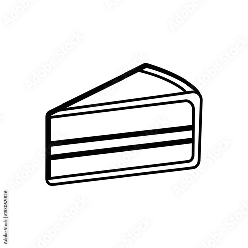 Simple Black and White Line Drawing of a Slice of Cake for Dessert Illustration