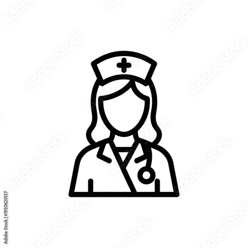Professional Medical Nurse Icon Representing Healthcare and Nursing Services