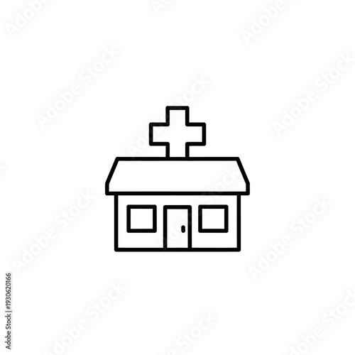 Minimalist Outline Illustration of a Medical Clinic or Healthcare Facility