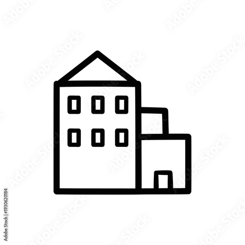Simple Black and White Line Drawing of Modern Building Structure