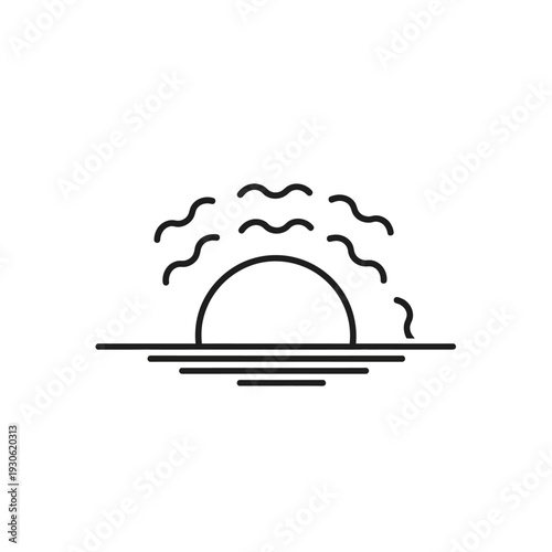 Minimalist Sunset Scene With Wavy Cloud Patterns and Calm Reflection
