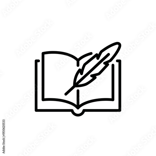 Open Book with Quill Pen, Creative Writing and Literary Concept