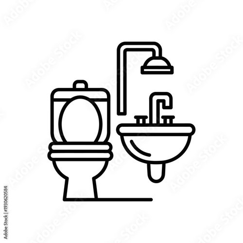 Minimalist Toilet and Sink Illustration for Bathroom Design Concept
