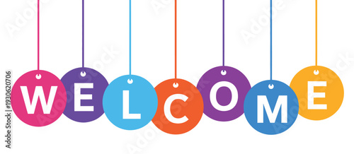 Welcome Banner Icon Vector Round Hanging Sign