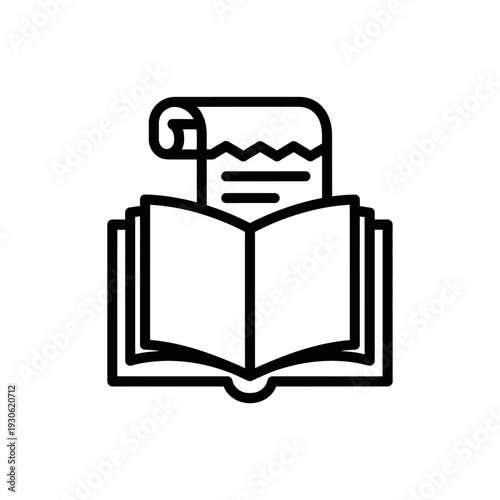 Open Book with Scroll and Writable Pages for Educational and Literary Use