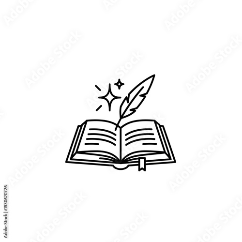 Open Book with Sparkling Stars Illustration for Knowledge and Learning