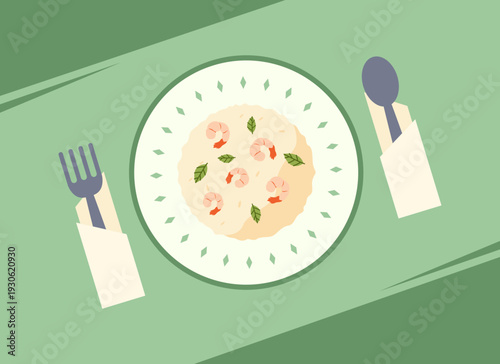 healthy food risotto dish illustration