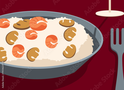 a plate risotto food illustration
