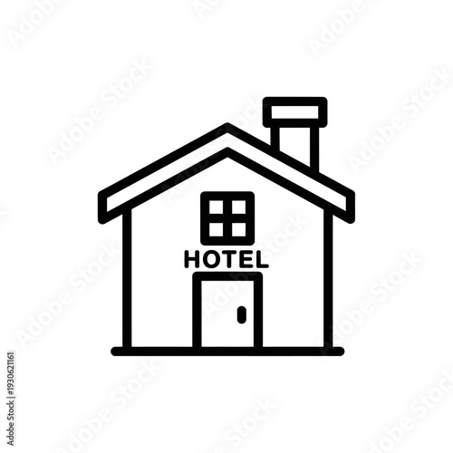 Simple Hotel Building Illustration with Roof and Chimney for Hospitality Industry