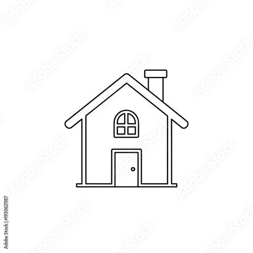 Simple House Illustration with Basic Architectural Features for Residential Design