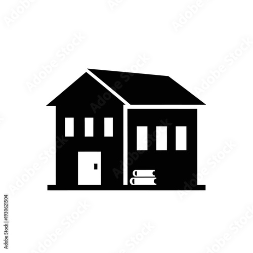 Modern Two-Story House with Front Steps and Window Details for Real Estate and Home Design