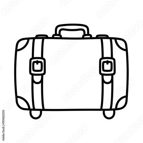 Simple Line Drawing of a Classic Travel Suitcase for Vacation or Business Trip